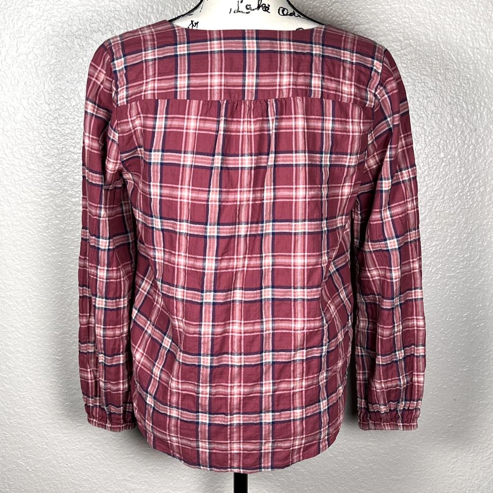 Madewell Sz S Long Sleeve V-Neck Button Down Shirt Stratfield Plaid K5787 - Picture 2 of 10